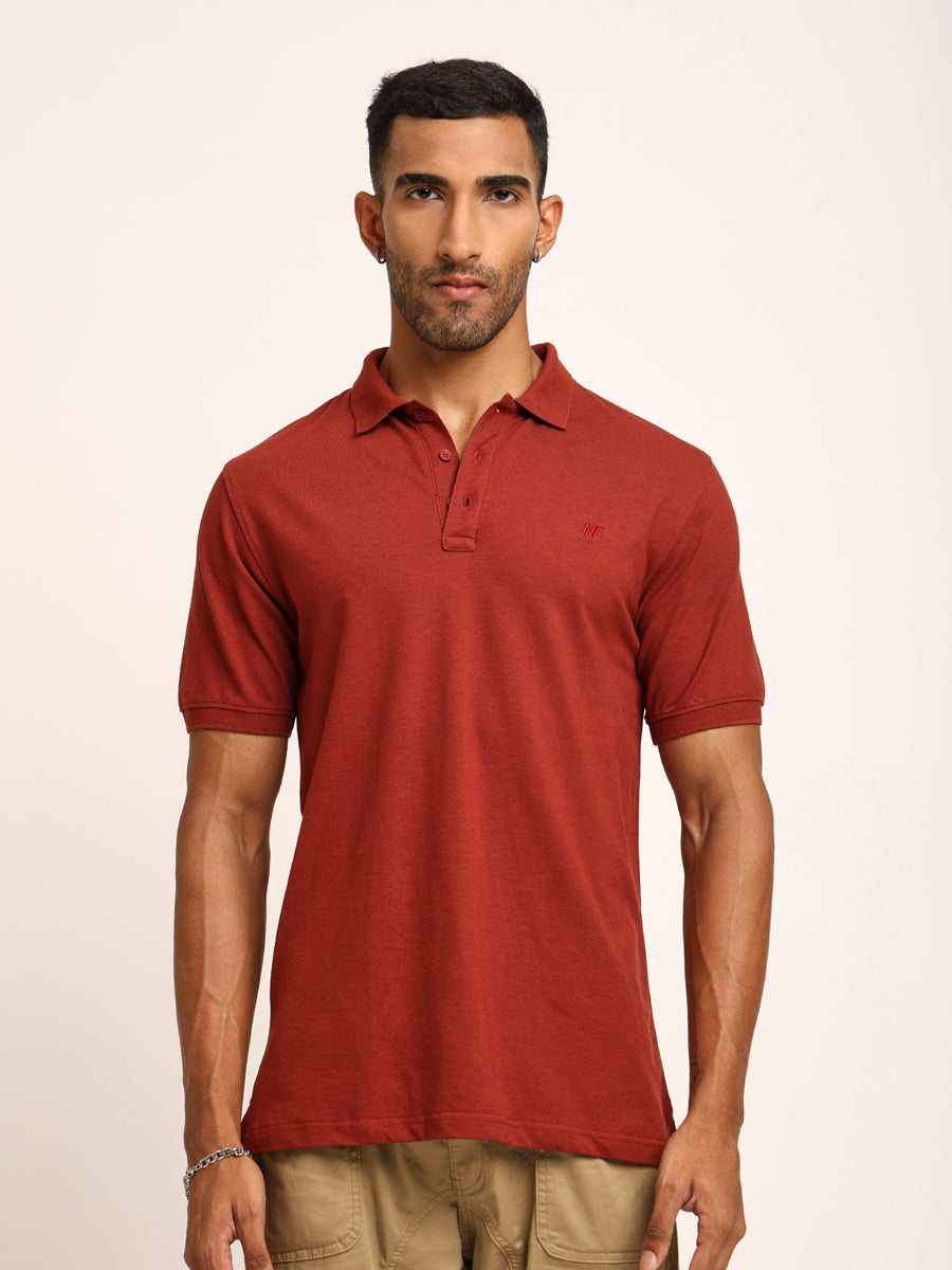 Naturefab Men’s Organic Bamboo Polo Tshirt Rust-1