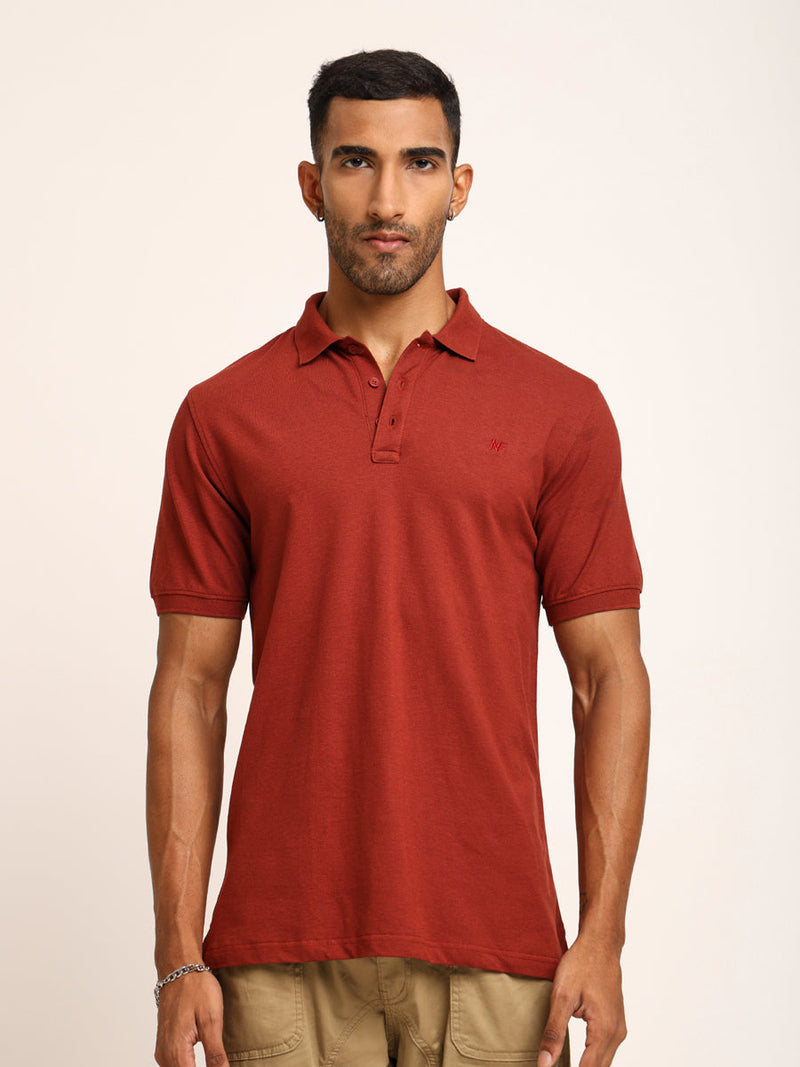 Naturefab Men’s Organic Bamboo Polo Tshirt Rust-1