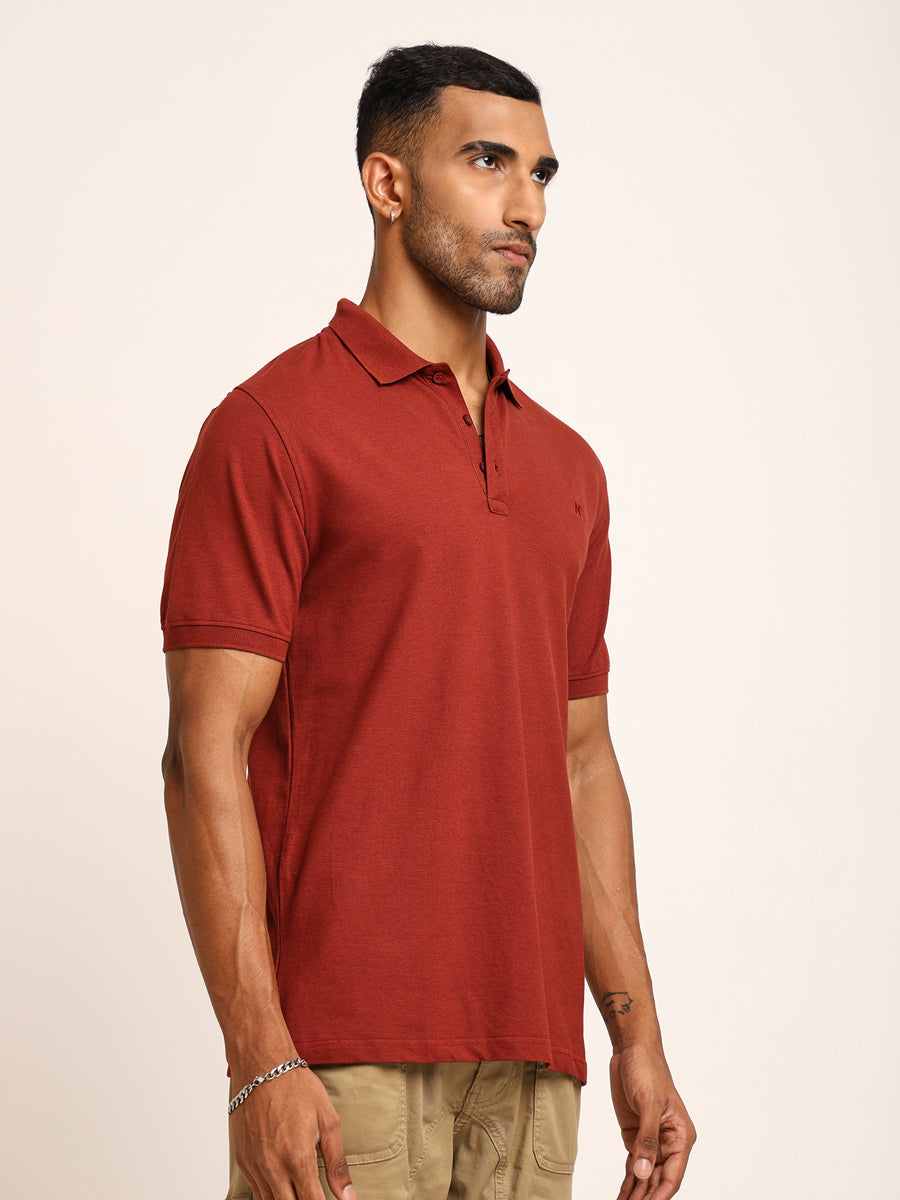 Naturefab Men’s Organic Bamboo Polo Tshirt Rust-2