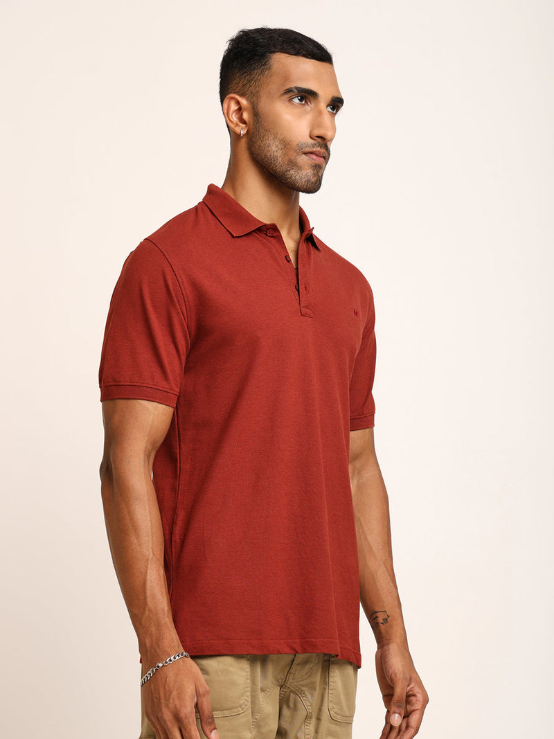 Naturefab Men’s Organic Bamboo Polo Tshirt Rust-2