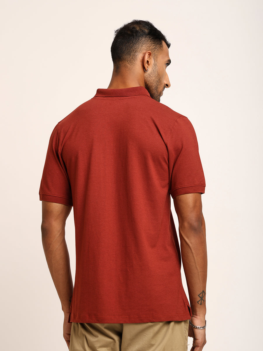 Naturefab Men’s Organic Bamboo Polo Tshirt Rust-4