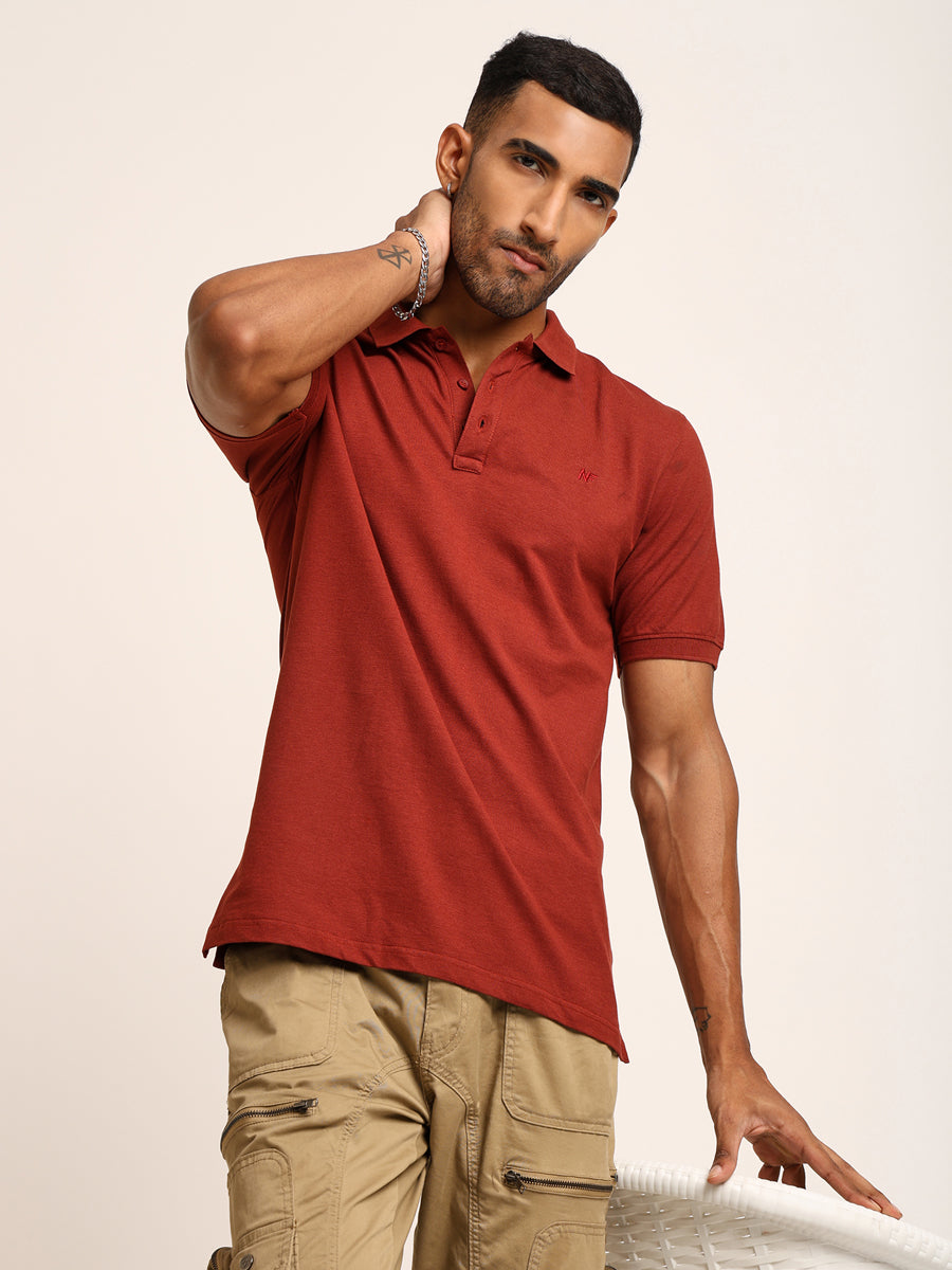 Naturefab Men’s Organic Bamboo Polo Tshirt Rust-5