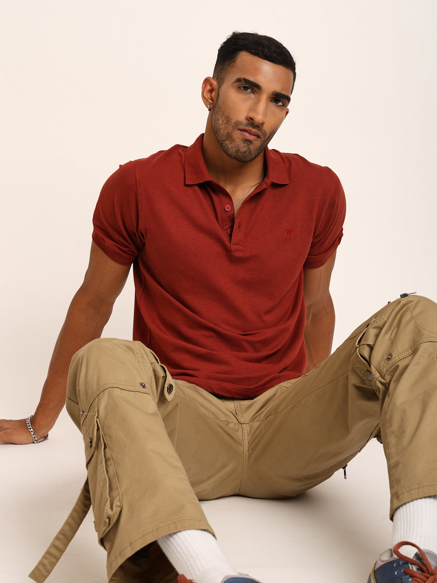 Naturefab Men’s Organic Bamboo Polo Tshirt Rust-7