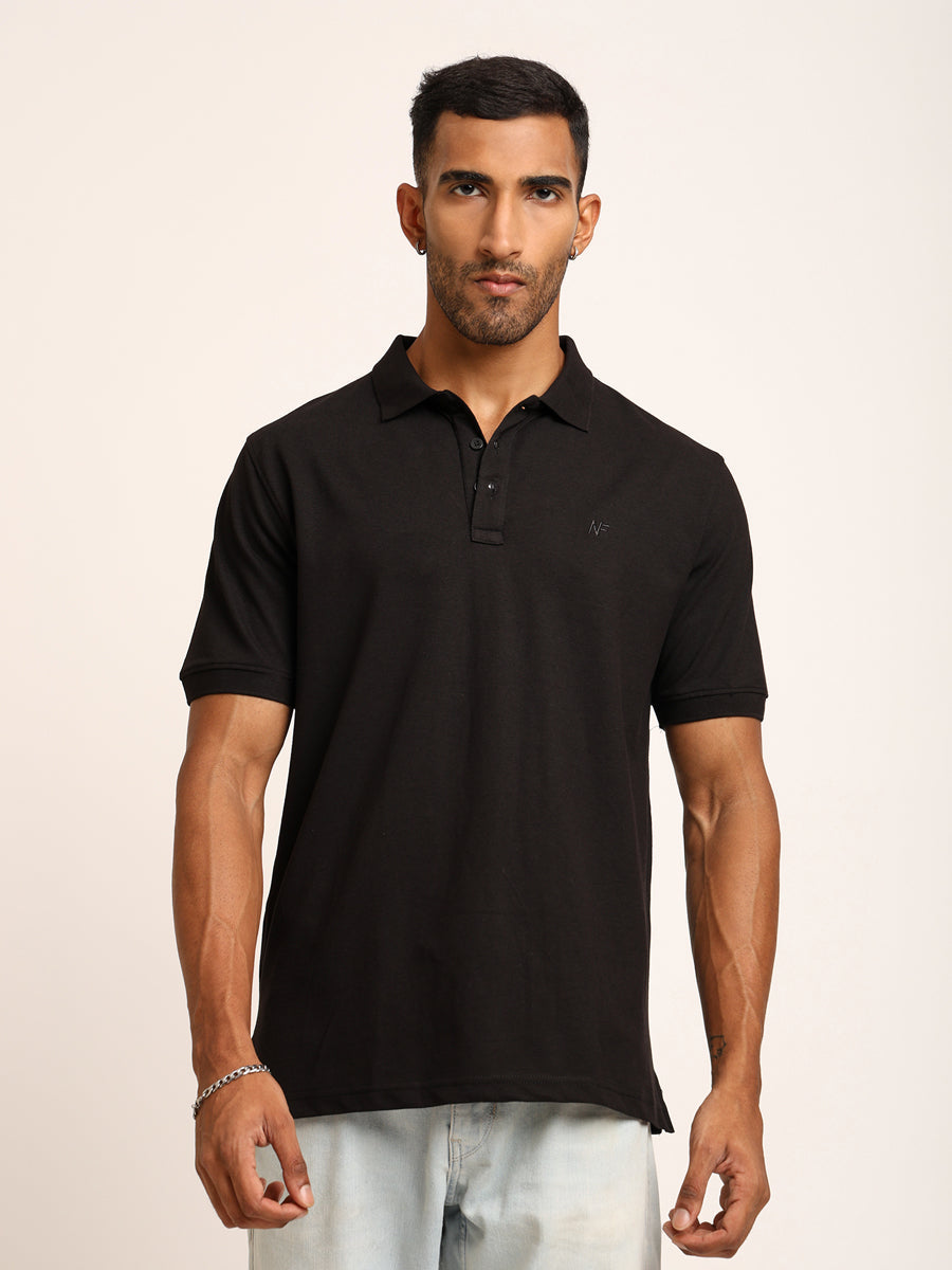 Naturefab Men’s Organic Bamboo Polo Tshirt Black-1