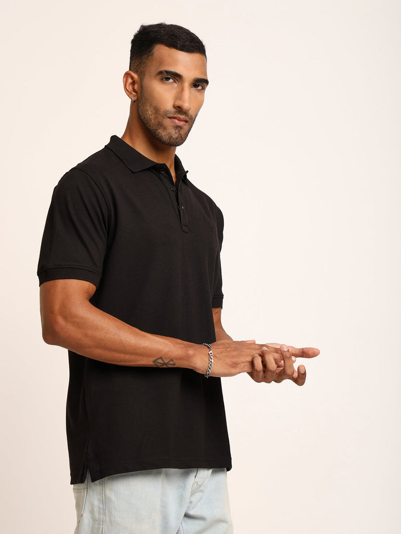 Naturefab Men’s Organic Bamboo Polo Tshirt Black-2