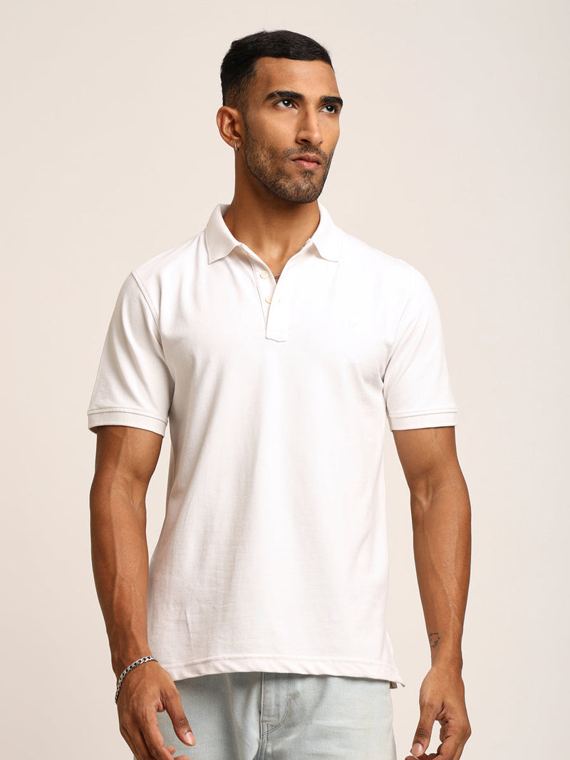 Naturefab Men’s Organic Bamboo Polo Tshirt Majestic White-1