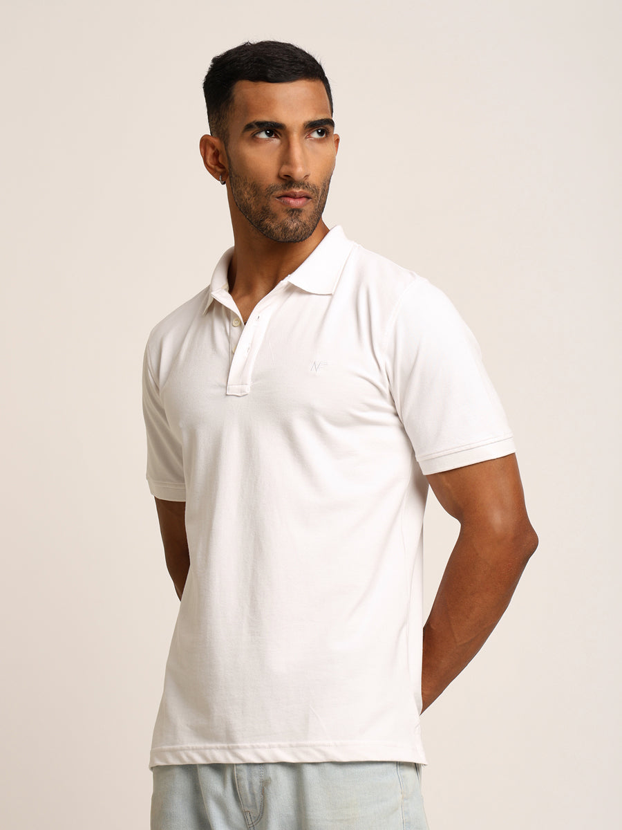 Naturefab Men’s Organic Bamboo Polo Tshirt Majestic White-4