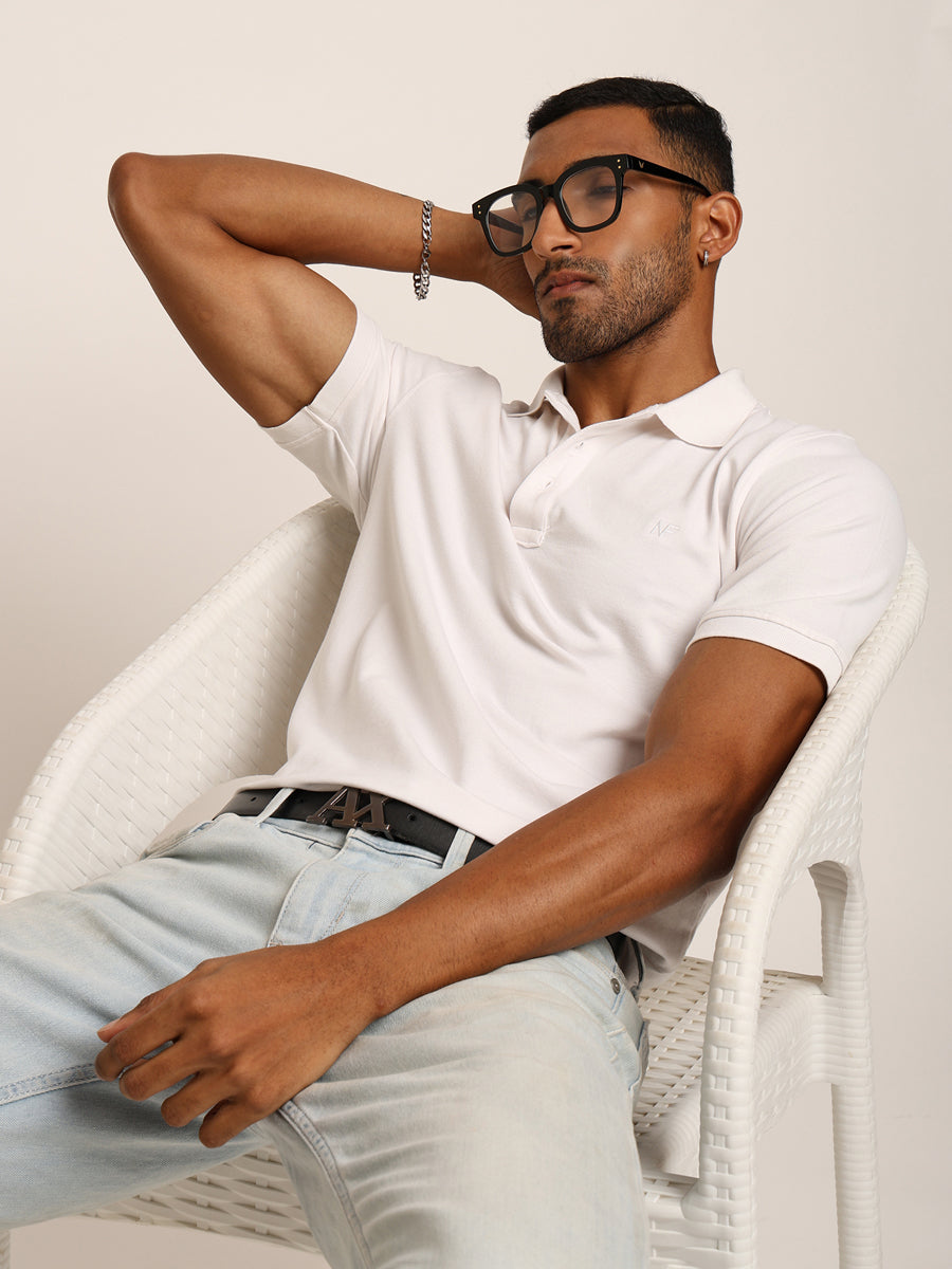 Naturefab Men’s Organic Bamboo Polo Tshirt Majestic White-7