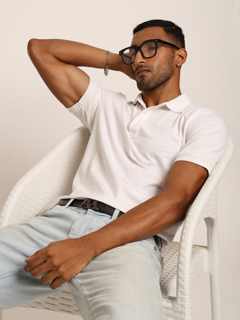 Naturefab Men’s Organic Bamboo Polo Tshirt Majestic White-7