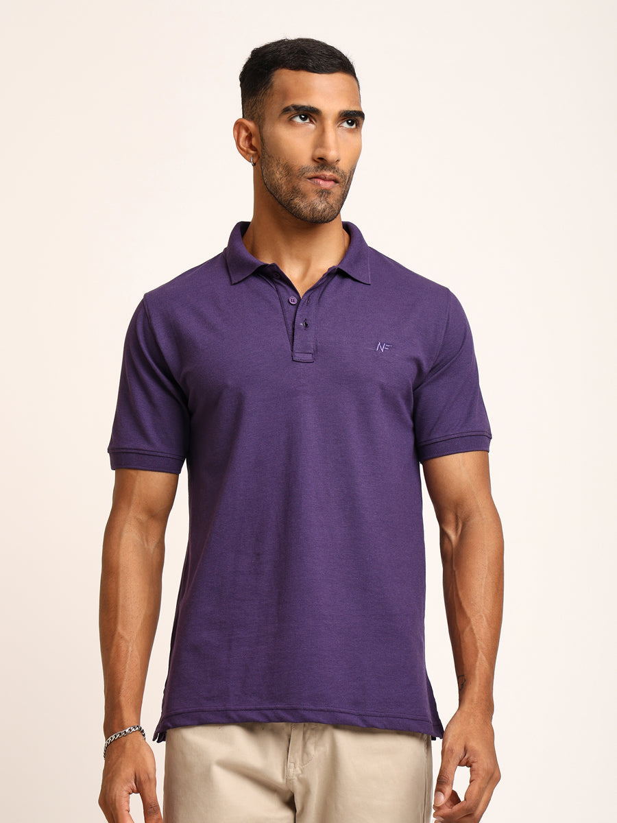 Naturefab Men’s Organic Bamboo Polo Tshirt Purple-1