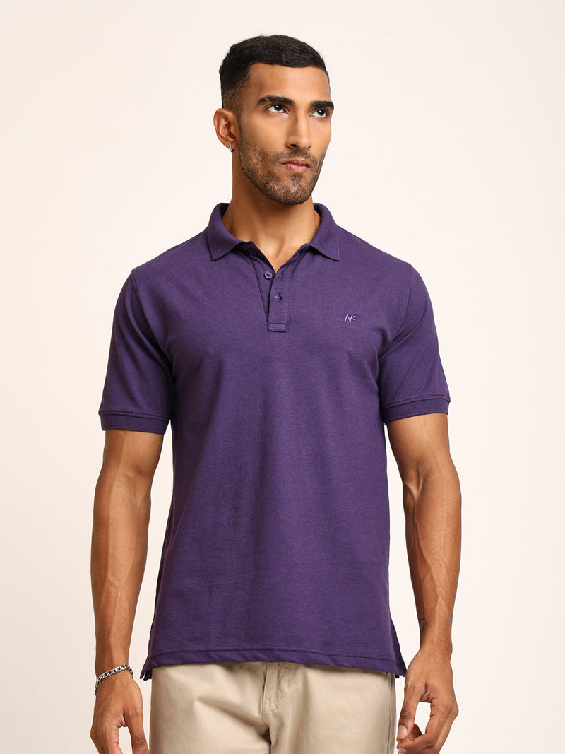 Naturefab Men’s Organic Bamboo Polo Tshirt Purple-1