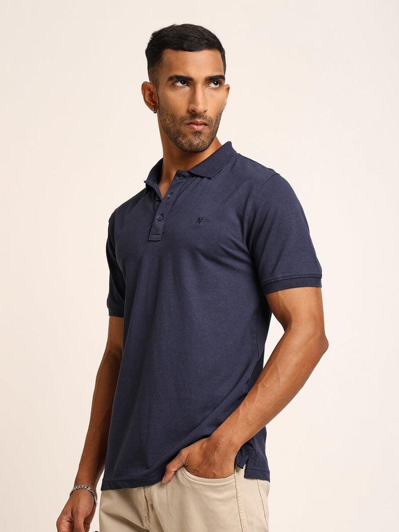 Naturefab Men’s Organic Bamboo Polo Tshirt Mood Indigo-2