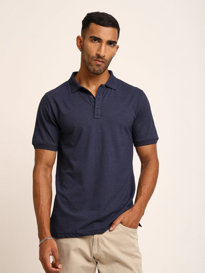 Naturefab Men’s Organic Bamboo Polo Tshirt Mood Indigo-1