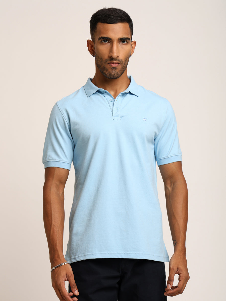 Naturefab Men’s Organic Bamboo Polo Tshirt Sky Blue-1