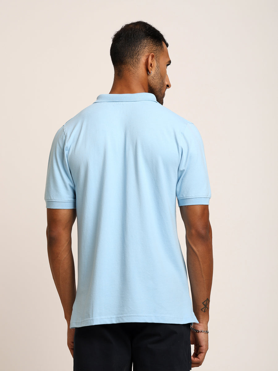 Naturefab Men’s Organic Bamboo Polo Tshirt Sky Blue-4