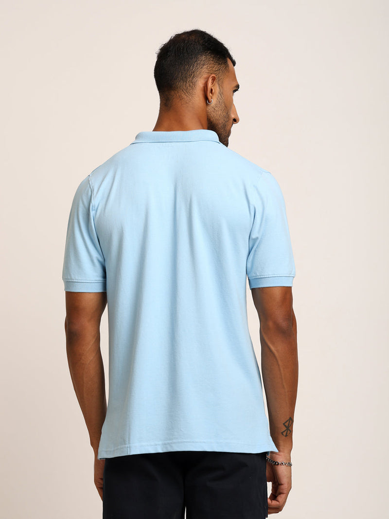 Naturefab Men’s Organic Bamboo Polo Tshirt Sky Blue-4