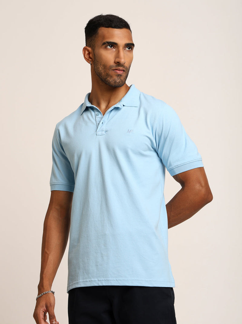 Naturefab Men’s Organic Bamboo Polo Tshirt Sky Blue-2