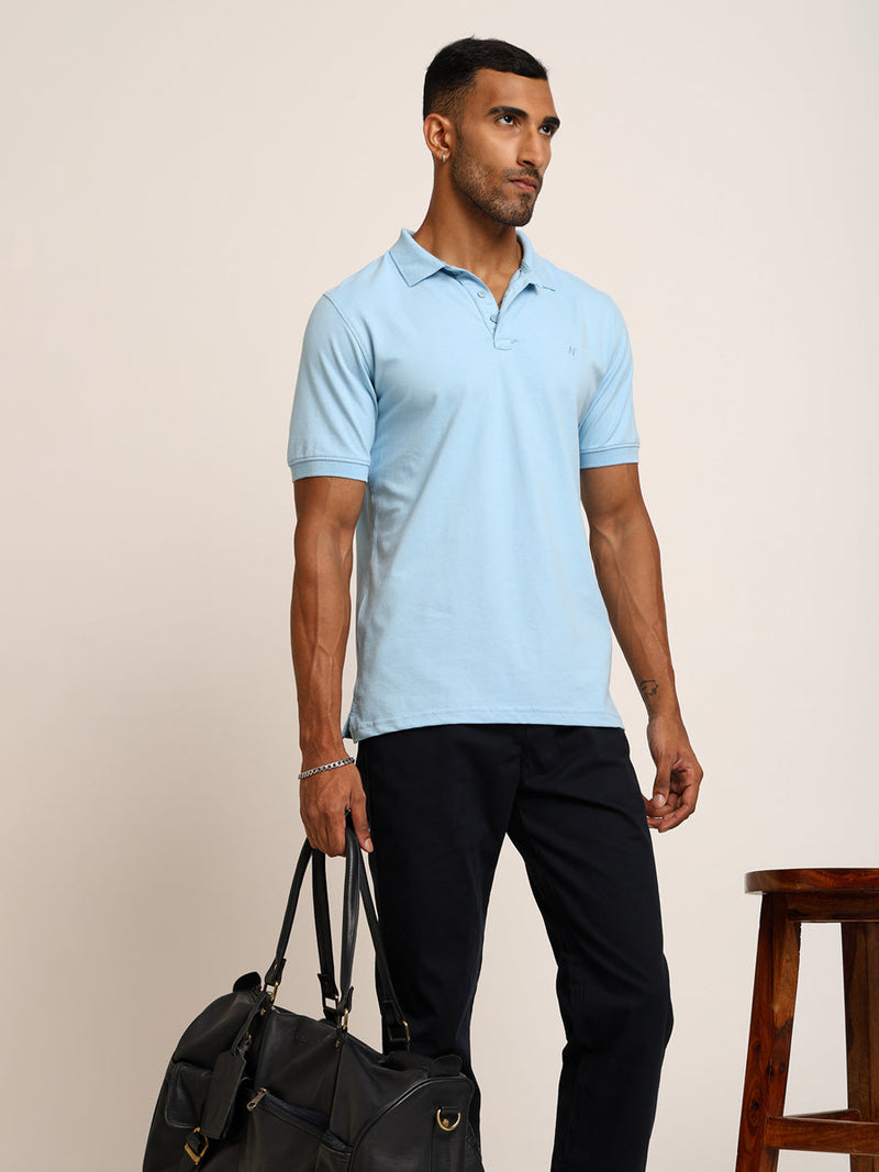 Naturefab Men’s Organic Bamboo Polo Tshirt Sky Blue-5