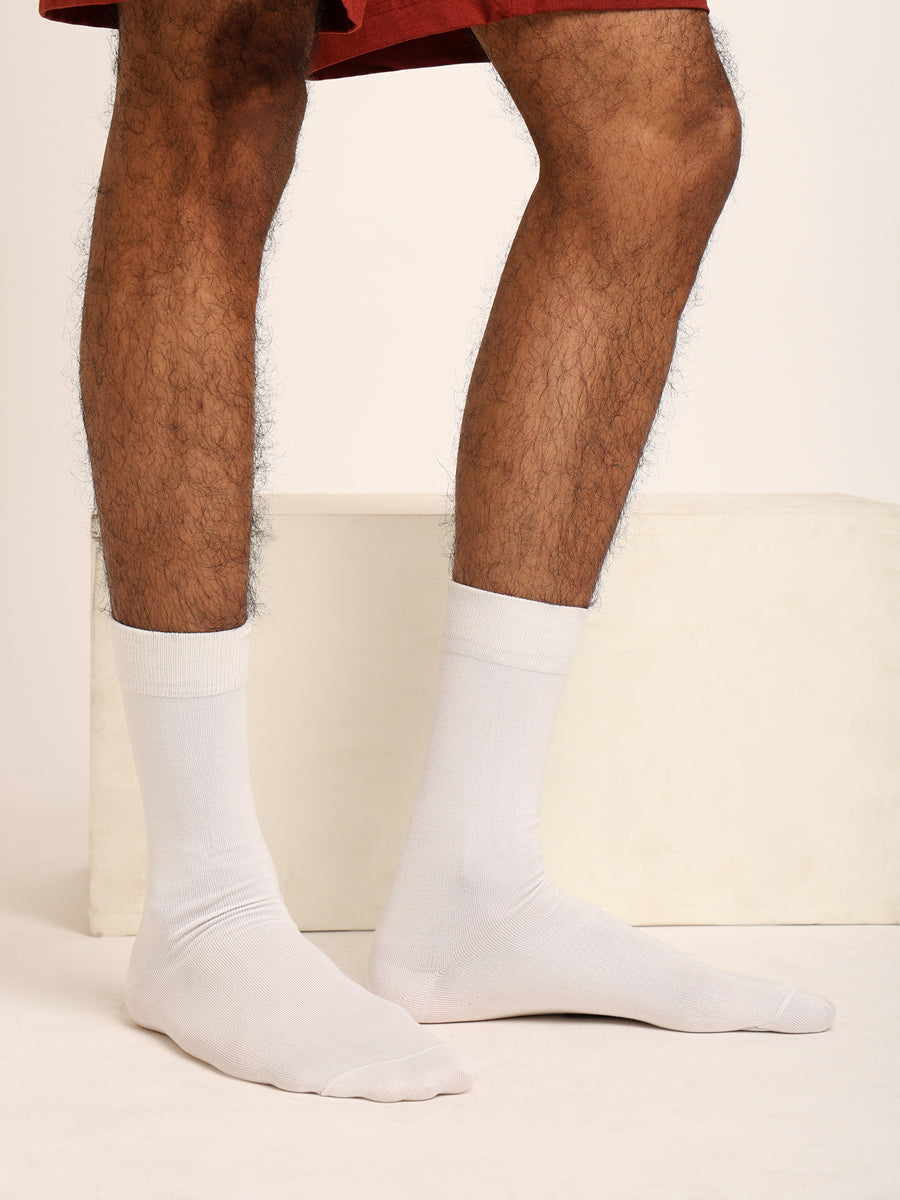 Naturefab Men's Bamboo Full Length socks White-2