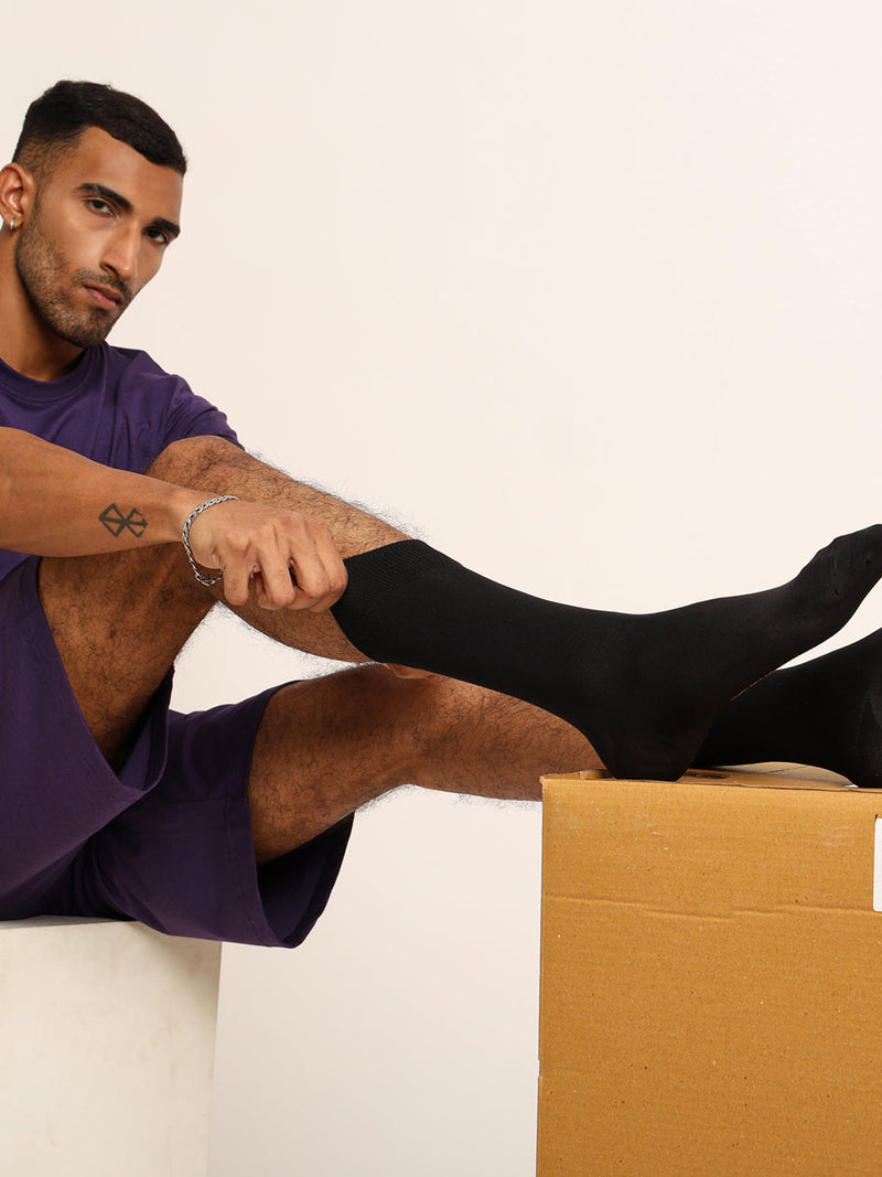 Naturefab Men's Bamboo Full Length socks Black-3