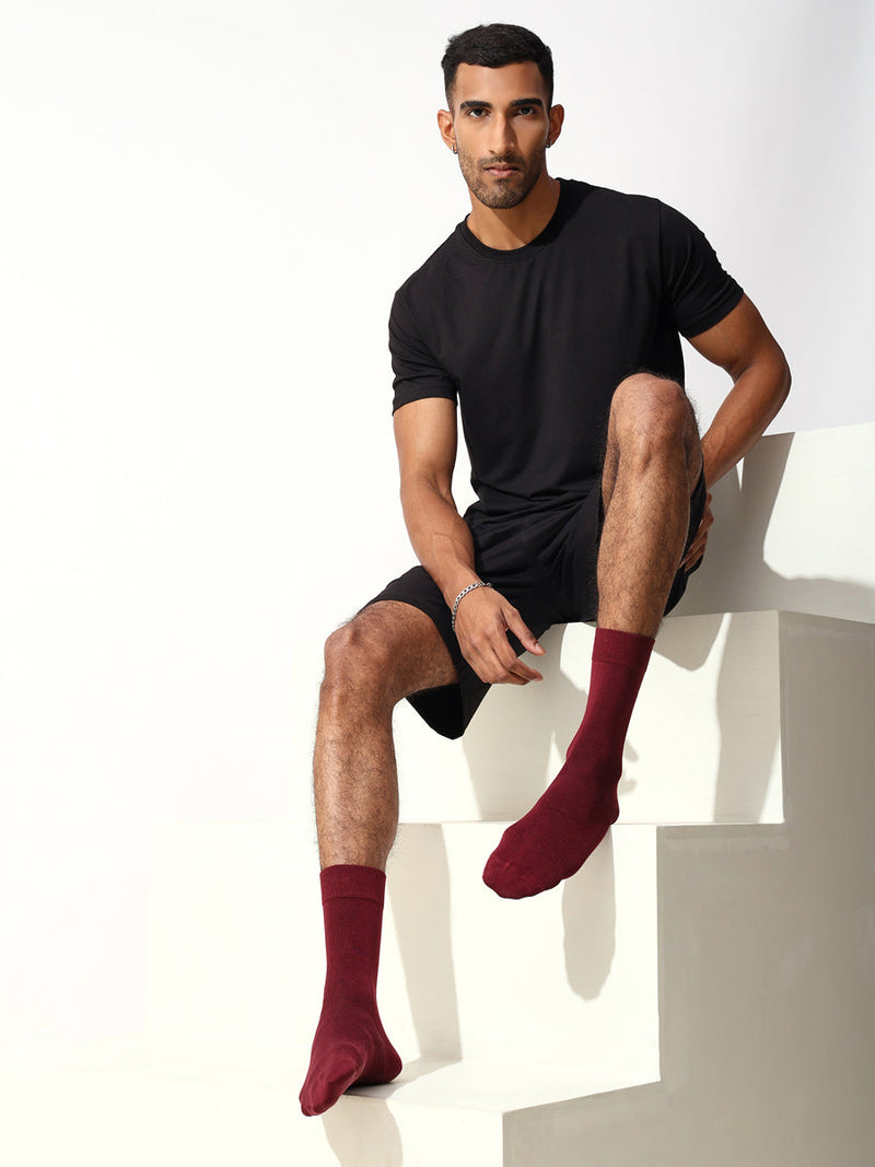 Naturefab Men's Bamboo Full Length socks Wine-3