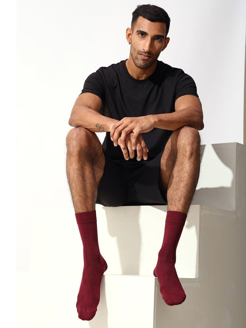 Naturefab Men's Bamboo Full Length socks Wine-4