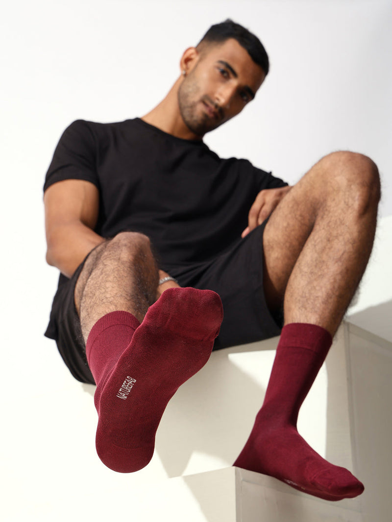 Naturefab Men's Bamboo Full Length socks Wine-5