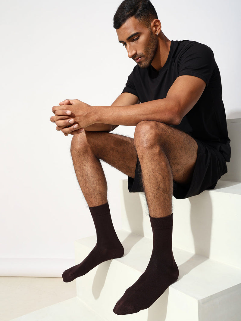 Naturefab Men's Bamboo Full Length socks Brown-4