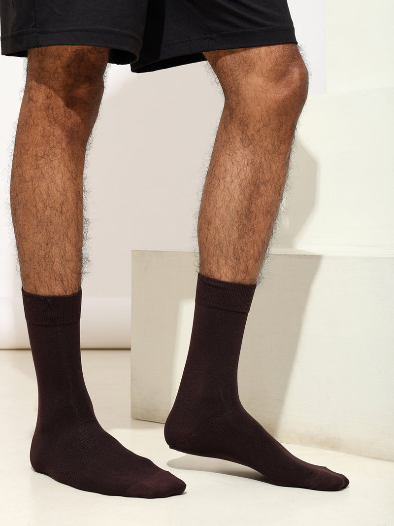 Naturefab Men's Bamboo Full Length socks Brown-5