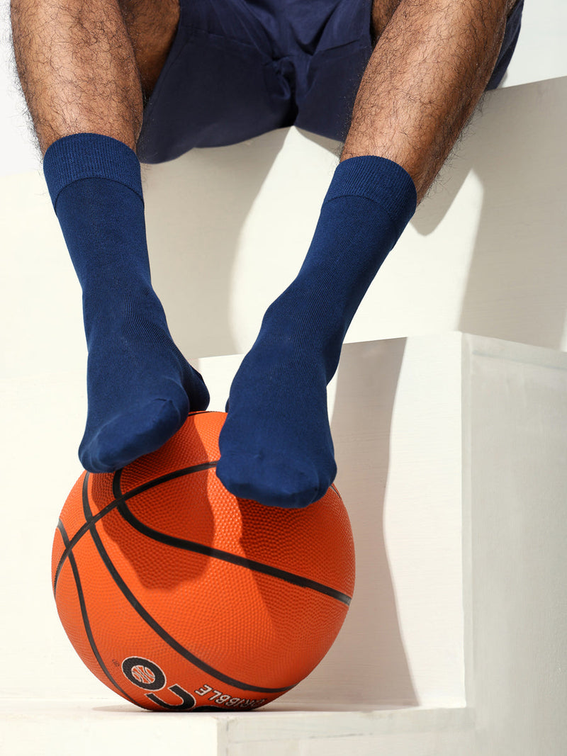 Naturefab Men's Bamboo Full Length socks Navy Blue-4