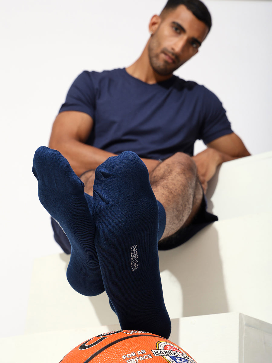 Naturefab Men's Bamboo Full Length socks Navy Blue-2