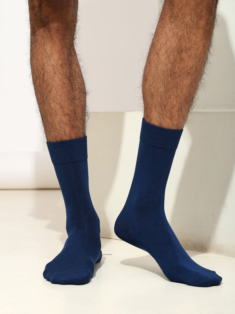 Naturefab Men's Bamboo Full Length socks Navy Blue-3