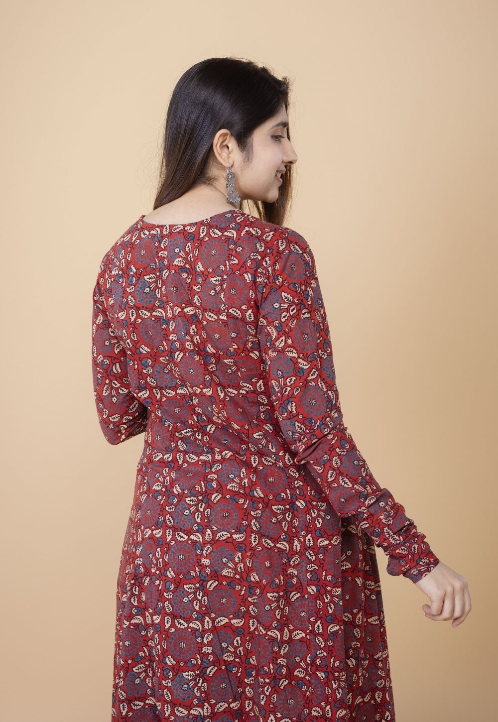 Shinat Red Ajrakh Cotton Jhabbha Kali Kurta