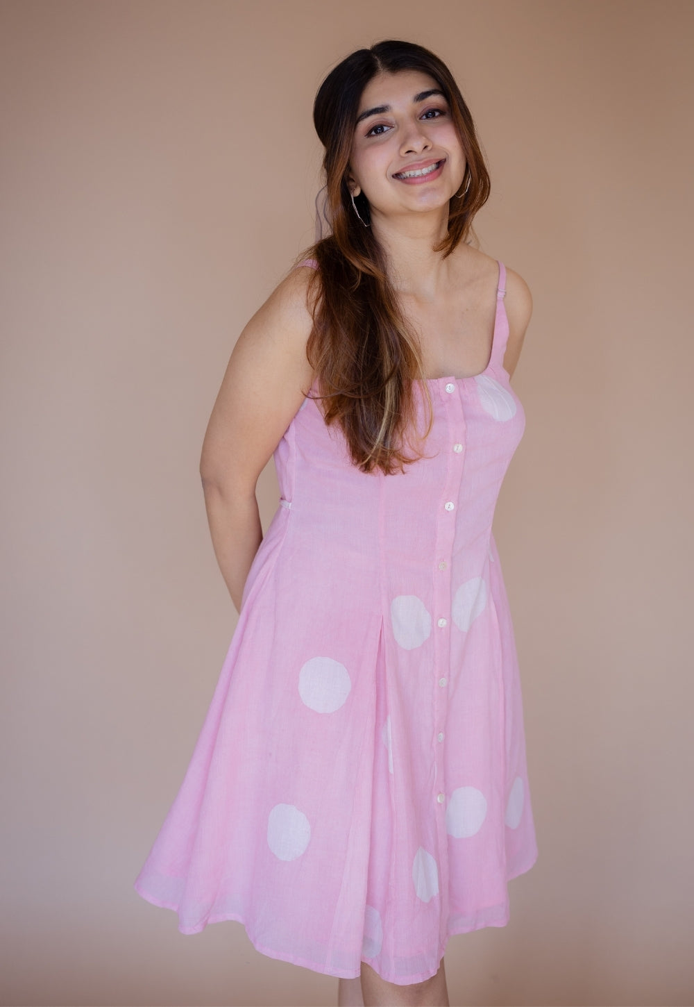 Afra Pink Batik MulMul A Line Dress