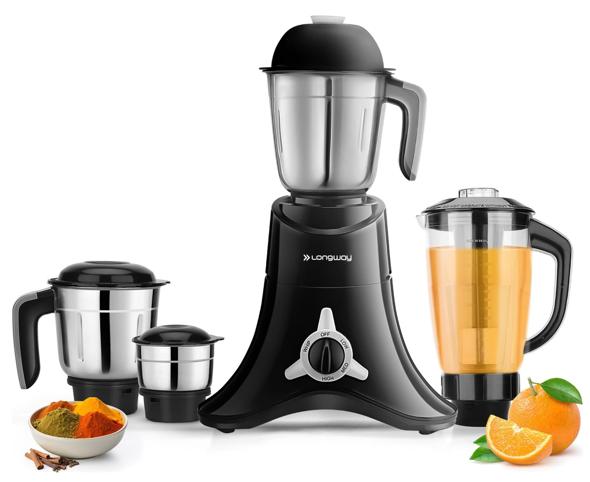 LONGWAY Longway Orion 900 Watt Juicer Mixer Grinder with 4 Jars for Grinding, Mixing, Juicing with Powerful Motor | 2 Years Warranty (Black) - image 1