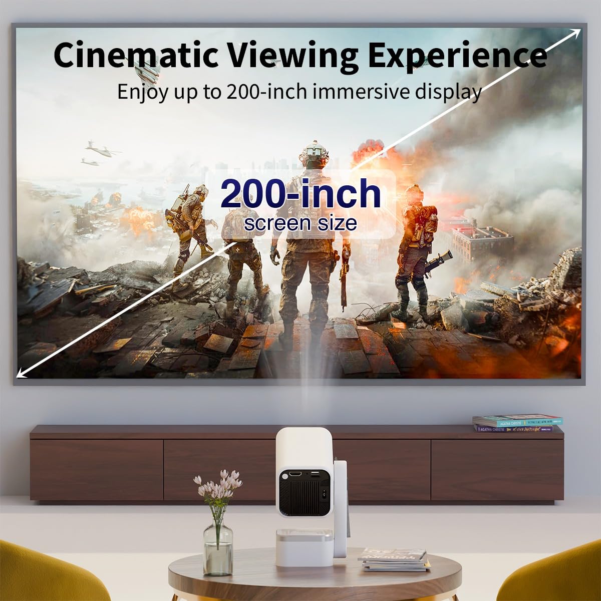 XElectron Techno Android 14 Smart Home Theater Movie HD Projector, 1080P & 4K Support, Inbuilt Speaker, Rotatable, Electric Focus, Auto & 4D Keystone with Built-in Apps, WiFi & BT, Screen Mirroring