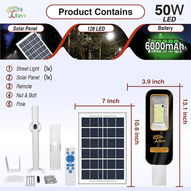 50 WATT SEMI-INTEGRATED SOLAR STREET LIGHT ALUMINIUM BODY
