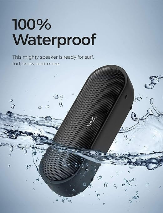 Tribit MaxSound Plus 24W Bluetooth Wireless Speakers,Powerful Louder Sound&amp;Exceptional XBass(Independent XBass Button),Built in Mic,IPX7 Waterproof,100ft BT Range for Party/Travel , Black