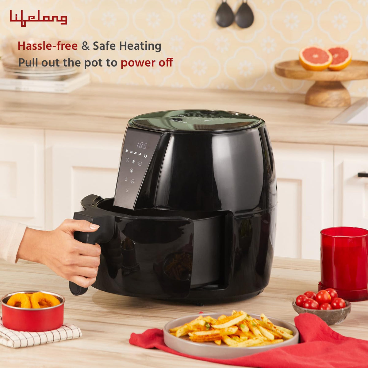 Lifelong Lifelong Air Fryer | 1 Year Warranty | 1350W, 4.2L, Digital with 6 Presets, Hot Air Circulation, Temperature & Timer Control, Up to 90% Less Oil Usage (LLHFD439, Black) - image 6
