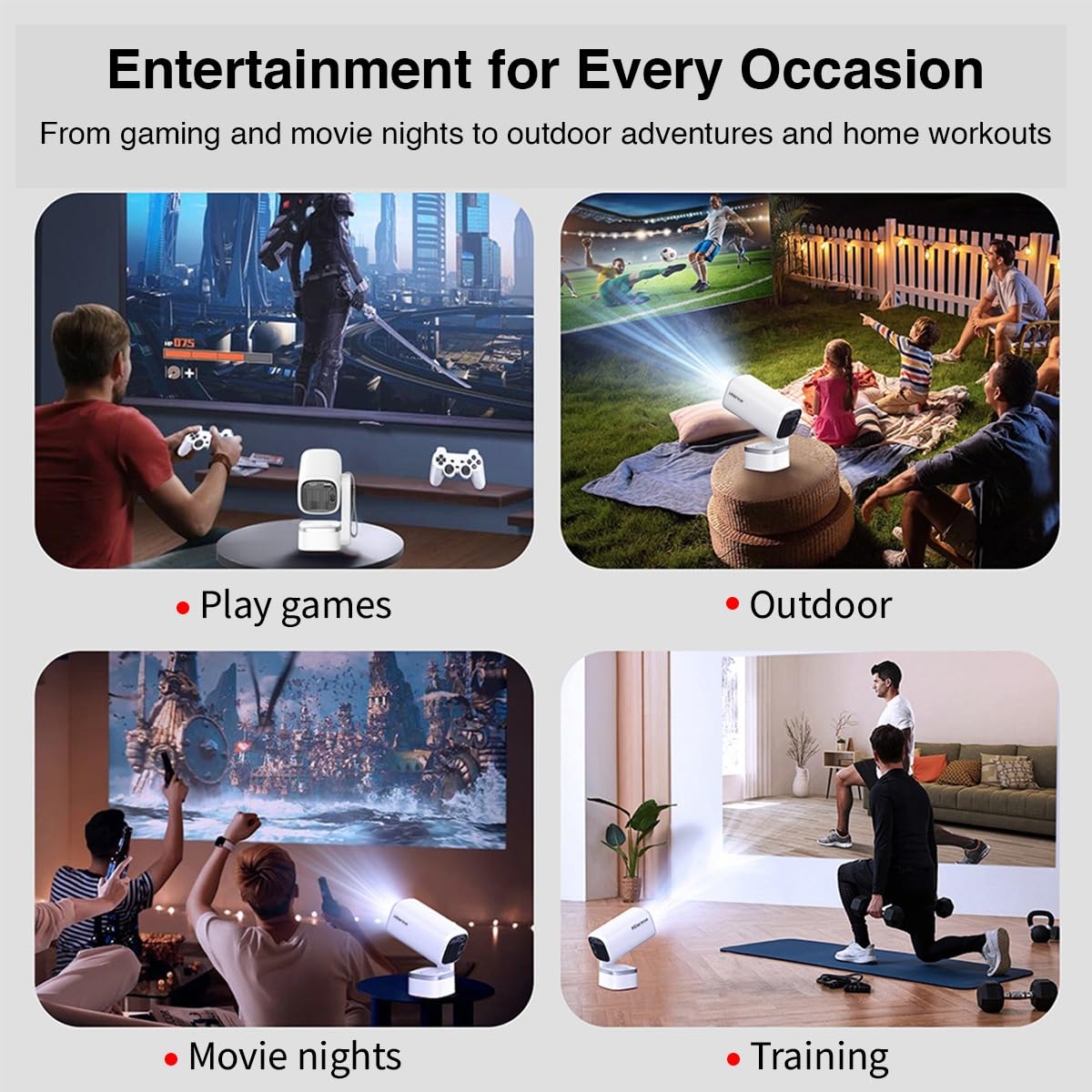XElectron Techno Android 14 Smart Home Theater Movie HD Projector, 1080P & 4K Support, Inbuilt Speaker, Rotatable, Electric Focus, Auto & 4D Keystone with Built-in Apps, WiFi & BT, Screen Mirroring