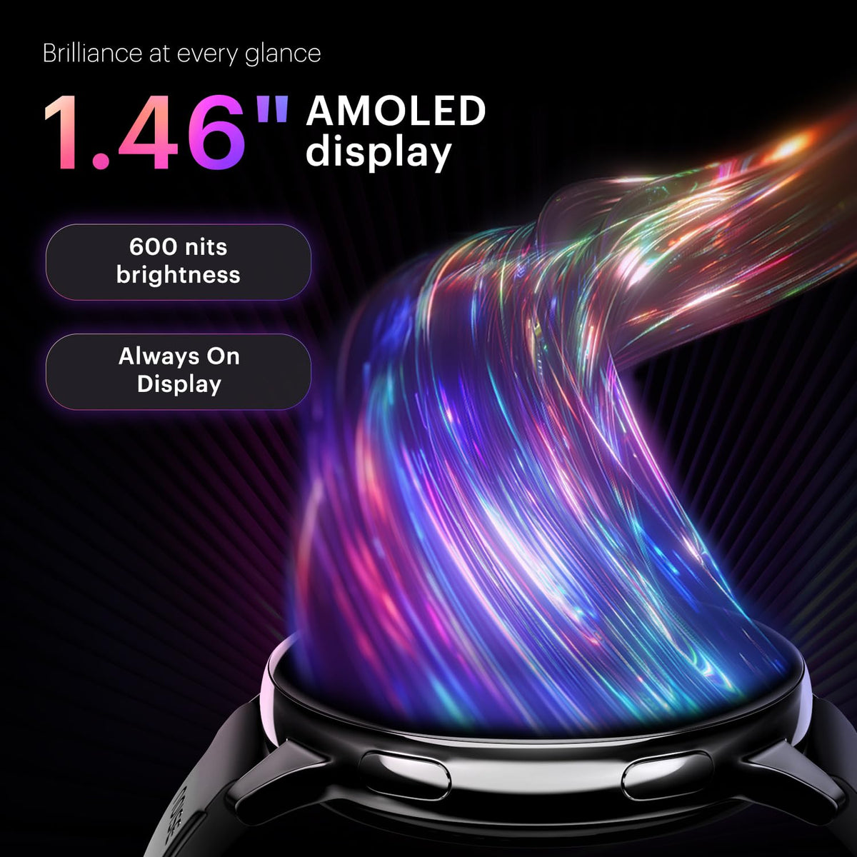 Noise Noise Vortex Plus 1.46 AMOLED Display, AoD, BT Calling, Sleek Metal Finish, 7 Days Battery Life, All New OS with 100+ Watch Faces & Health Suite (Jet Black) - image 2