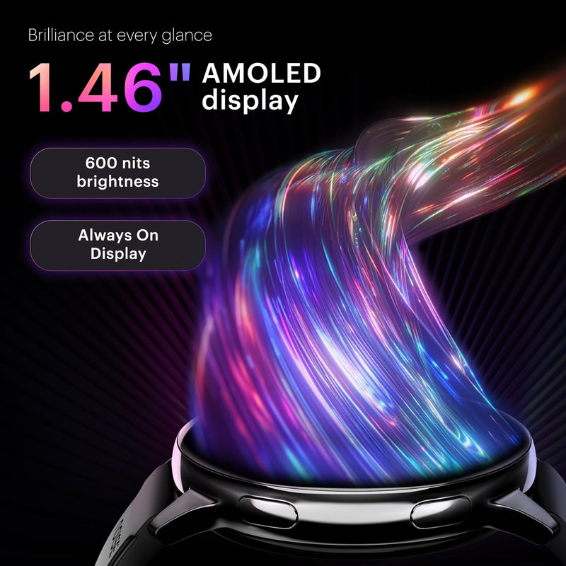 Noise Noise Vortex Plus 1.46 AMOLED Display, AoD, BT Calling, Sleek Metal Finish, 7 Days Battery Life, All New OS with 100+ Watch Faces & Health Suite (Jet Black) - image 2