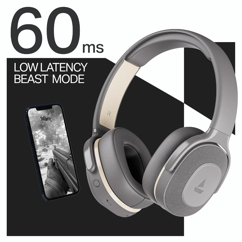 boAt Rockerz 413, 60H Battery, 40Mm Drivers, Dual Pair,ENx Tech, Low Latency, Stream Ad Free Music via App Support, Bluetooth Headphones, Wireless Over Ear Headphone with Mic (Ash Grey)