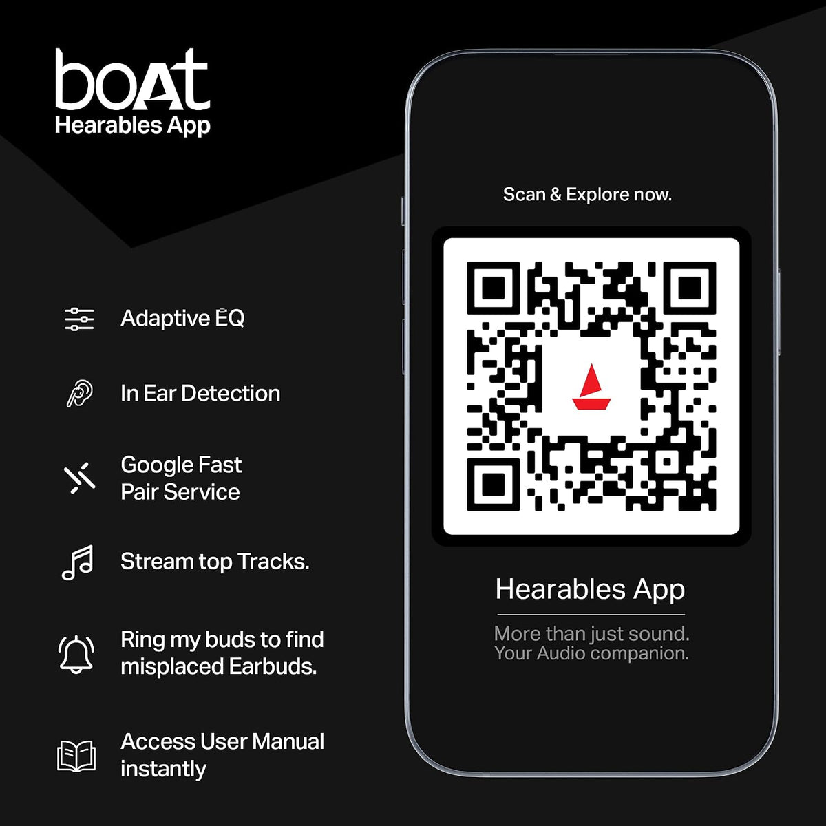 boAt boAt Airdopes Prime 701 ANC, 46dB Hybrid ANC, 50Hr Battery, Real Spatial Audio,Multidevice Connect,App Support, Bluetooth Earbuds, TWS Ear Buds Wireless Earphones with mic (Obsidian Black) Obsidian Grey - image 12