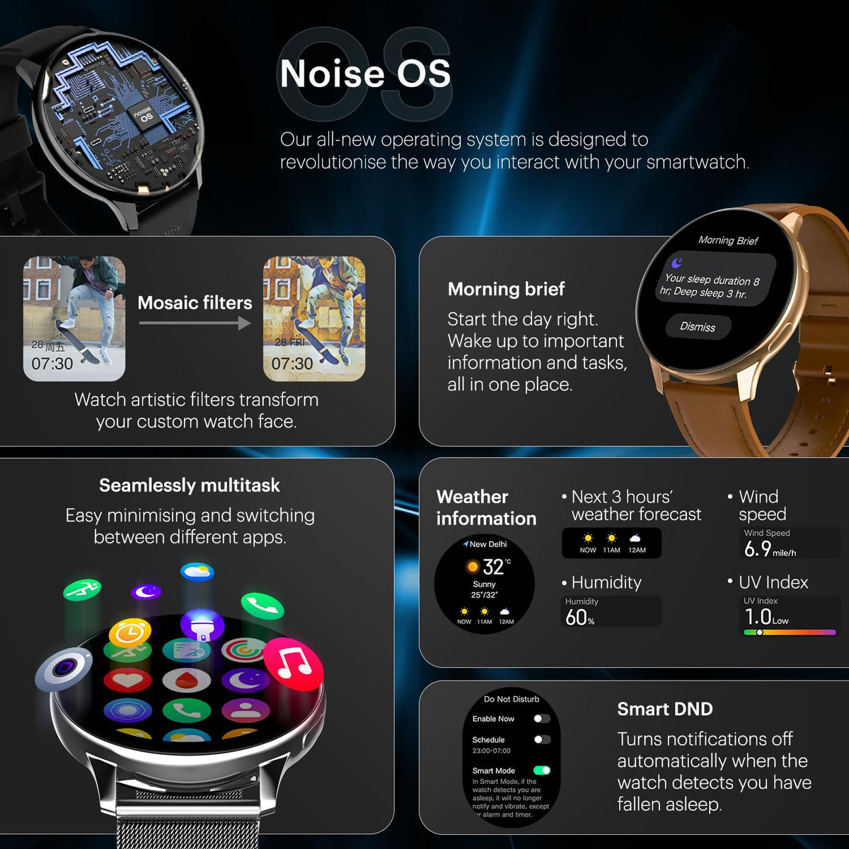 Noise Noise Vortex Plus 1.46 AMOLED Display, AoD, BT Calling, Sleek Metal Finish, 7 Days Battery Life, All New OS with 100+ Watch Faces & Health Suite (Jet Black) - image 3
