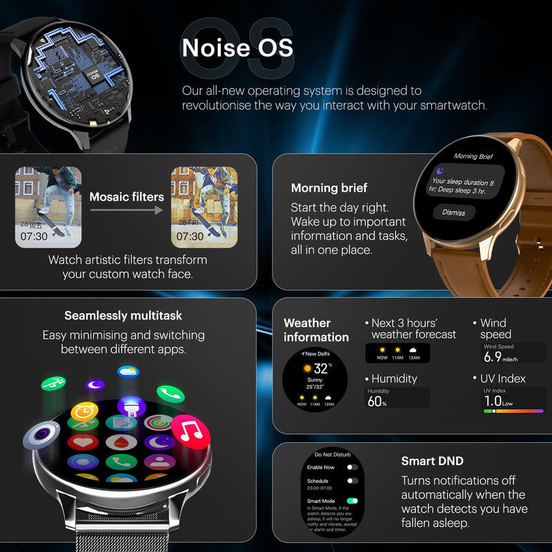 Noise Noise Vortex Plus 1.46 AMOLED Display, AoD, BT Calling, Sleek Metal Finish, 7 Days Battery Life, All New OS with 100+ Watch Faces & Health Suite (Jet Black) - image 3