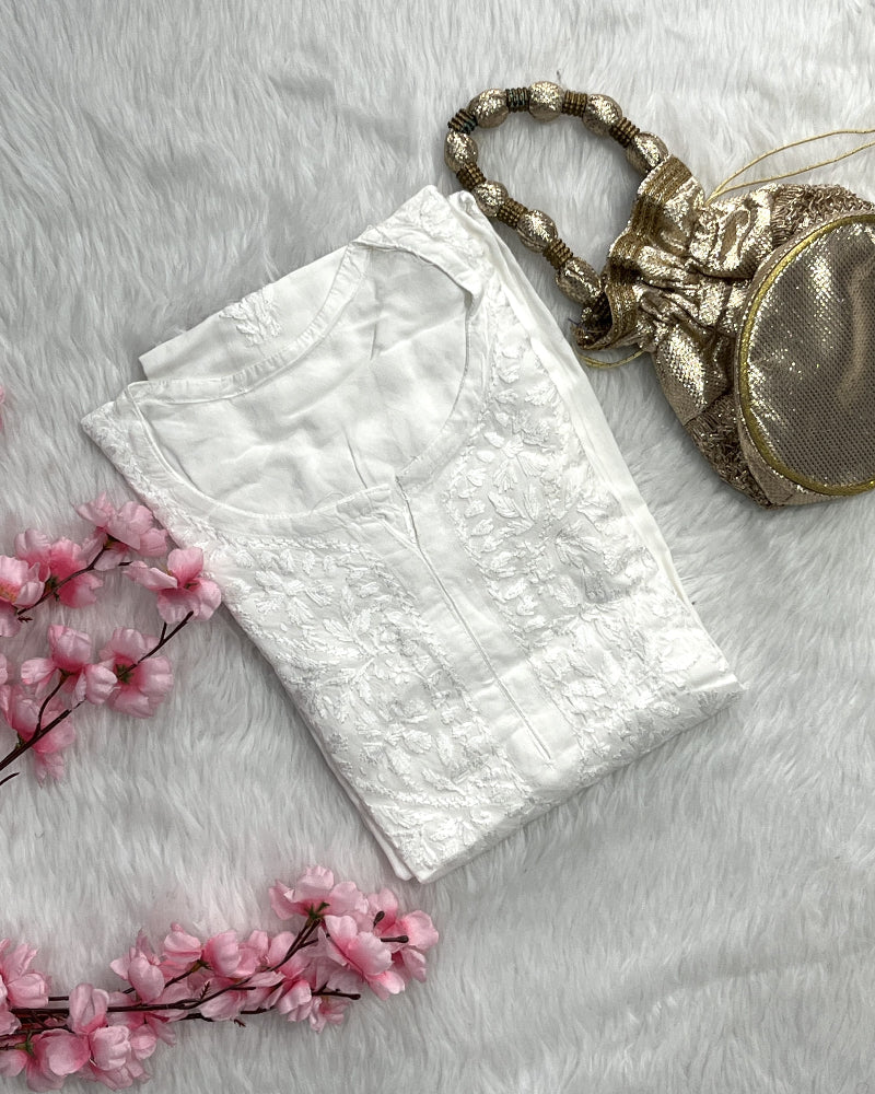 Dina | Chikankari Rayon Long Kurti