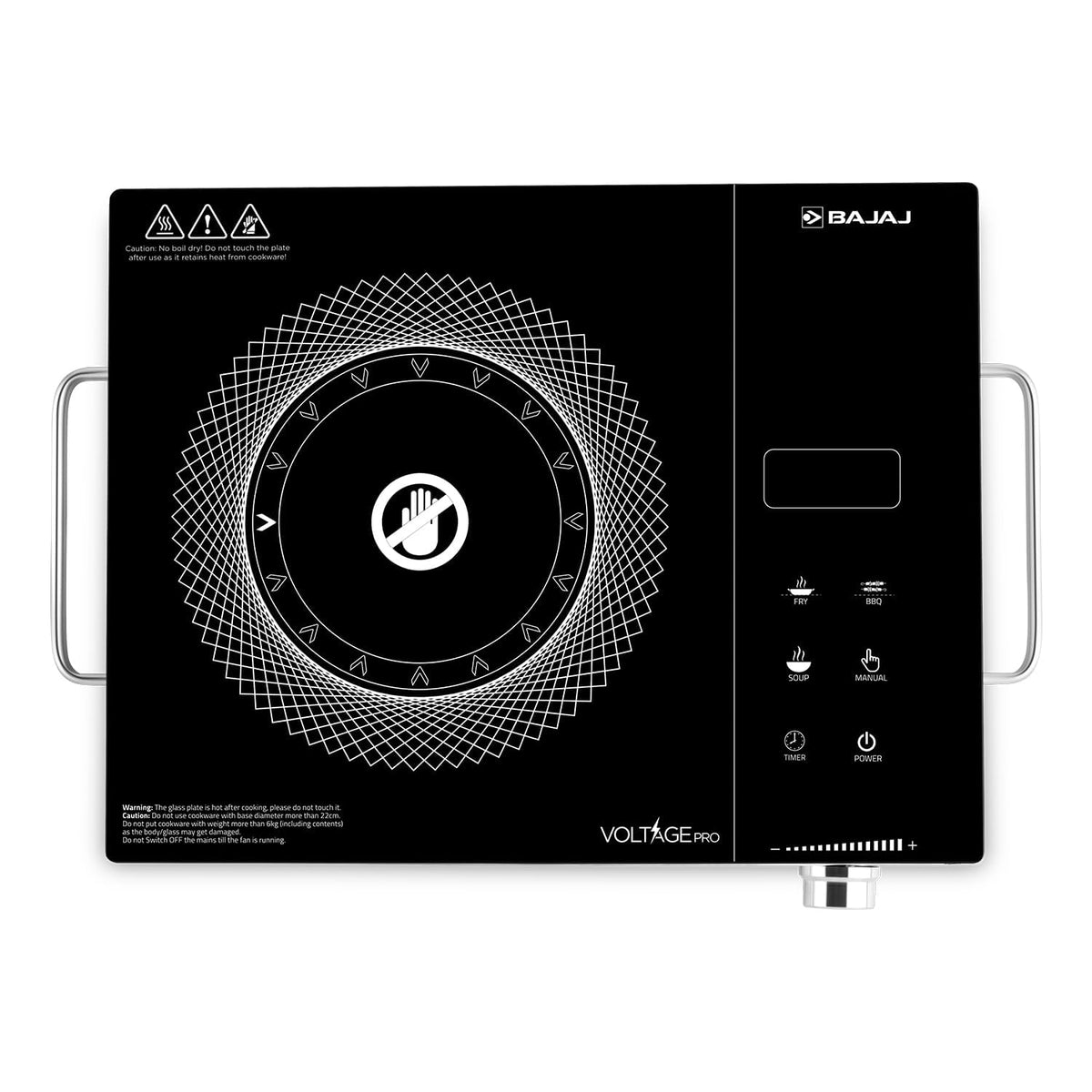 Bajaj Bajaj IRX 220F Infrared Induction Cooktop | 2200 Watts | 11 Power Level | 3 Preset Menu | Feather Touch Controls | Digital display | 1 Year Warranty 【Black/Silver】 - image 1