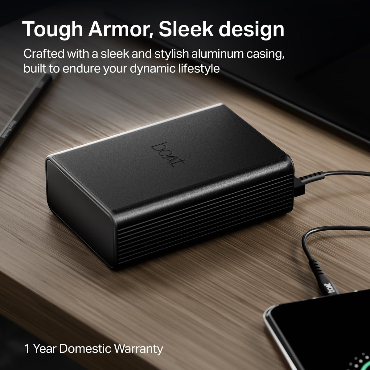boAt boAt Energyshroom PB400 Pro 20000 mAh 22.5W Pocket Size, Compact Power Bank, Fast Charging (2X Output Ports, Supports Android, iPhone, Tablets, Earbuds, etc.) (Carbon Black) Black Compact - image 8