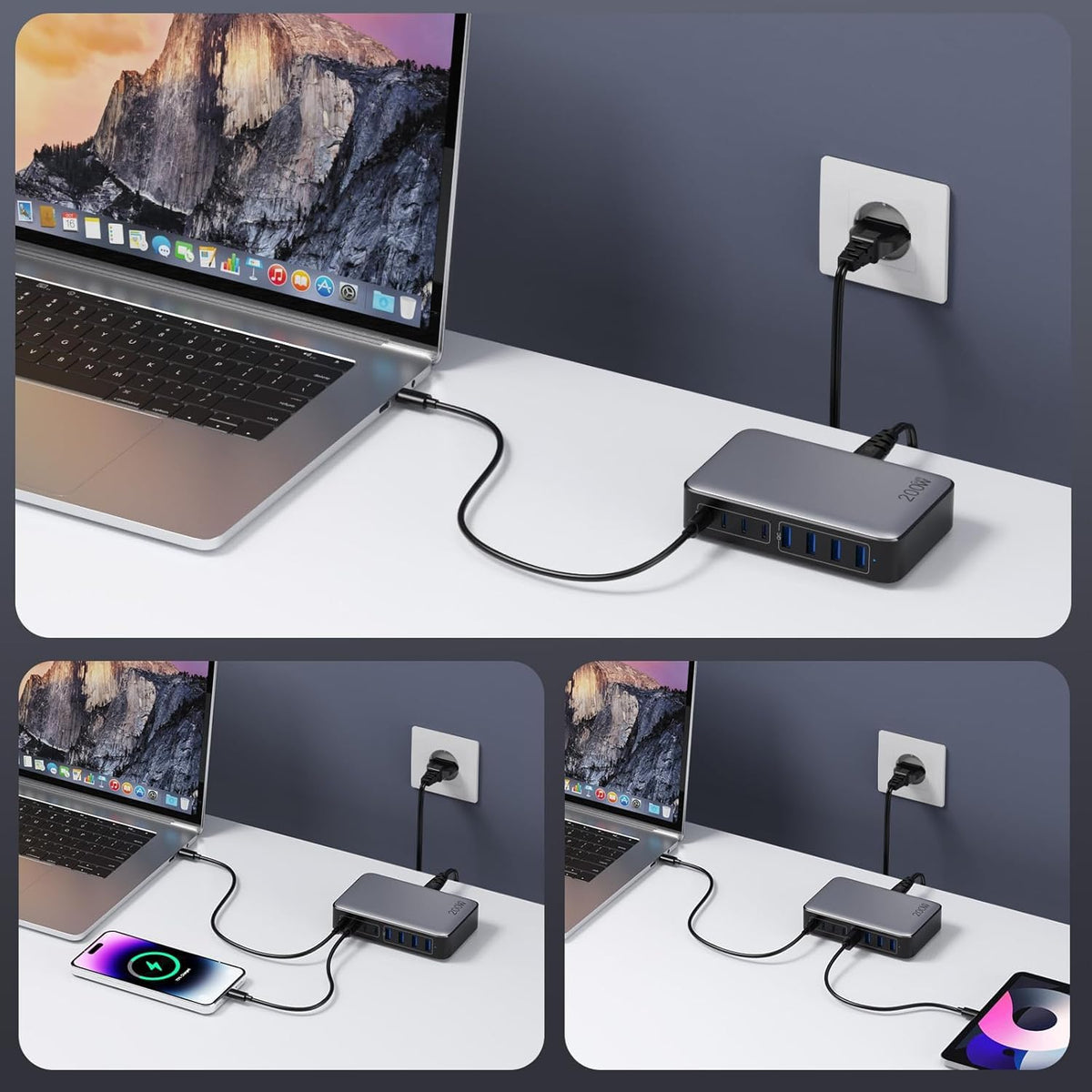 WISTAR GaN III 200W Fast Charger USB-C 8 Ports with PPS PD 65W for MacBook, iPhone, iPad, SteamDeck - Laptop Charging Station - image 4